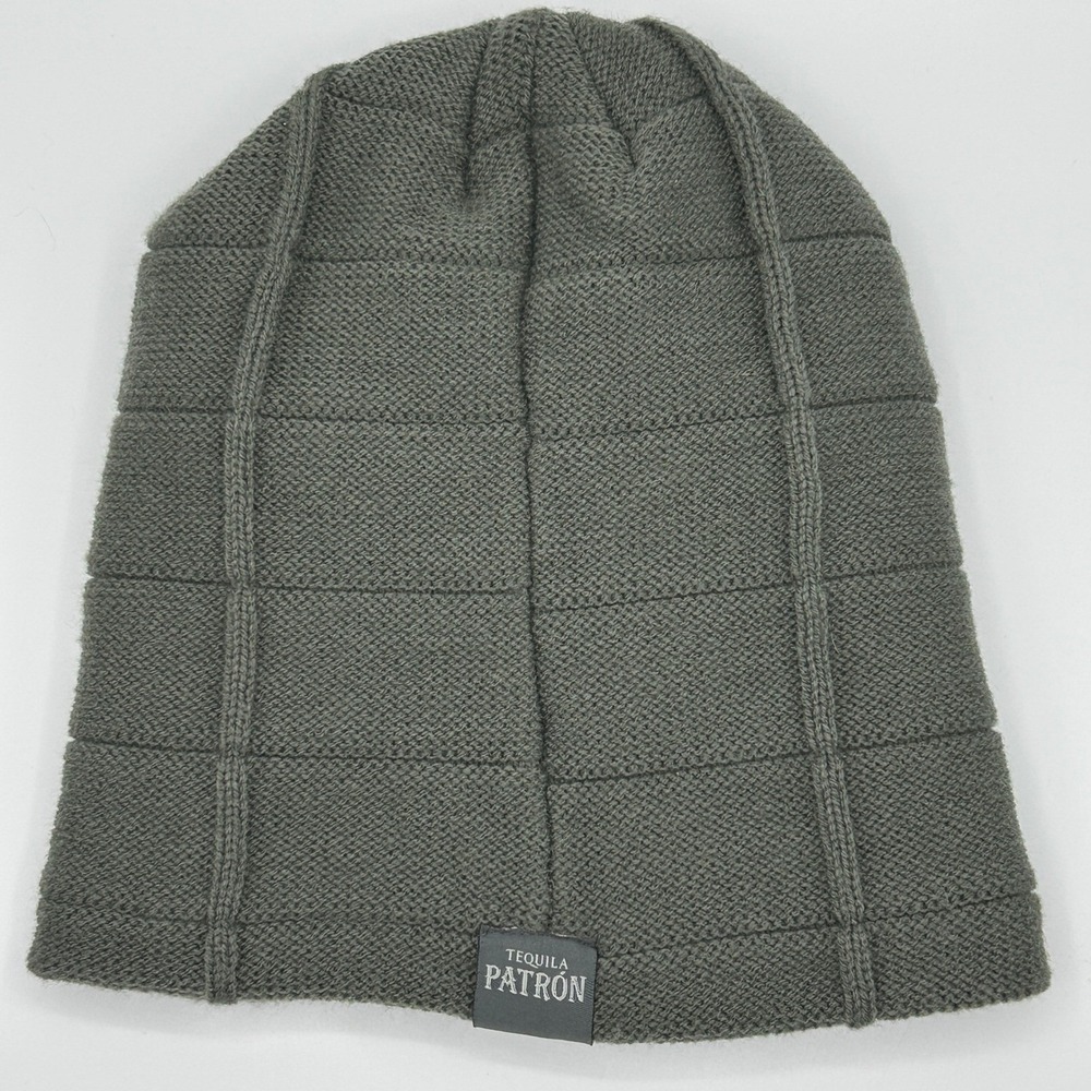 Tequila Patron Bee Embroidered Knit Beanie Men Gray Acrylic Fleece Lined Winter